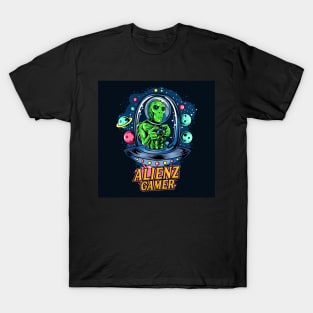 alien-riding-ufo-as-gamer-esport-logo T-Shirt